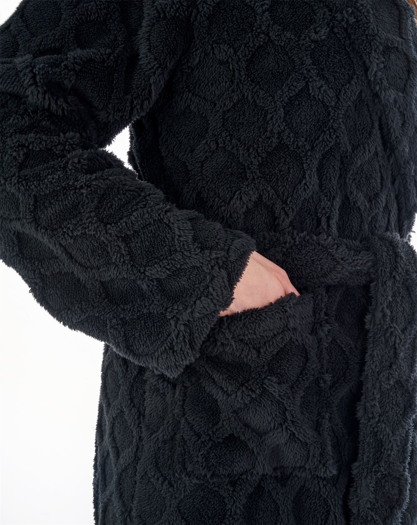 Slenderella Womens Textured Fleece Wrap Dressing Gown
