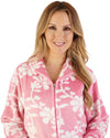 Slenderella Womens 46" Floral Flannel Fleece Zip Housecoat