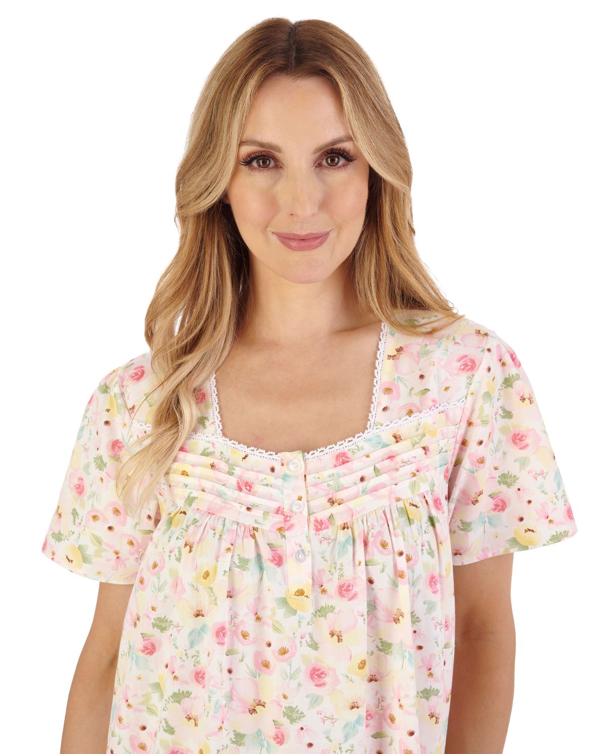Slenderella Womens 42" Watercolour Floral Woven Nightie