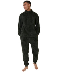 Loungeable Mens Sherpa Fleece 1/4 Zip Lounge Jumper