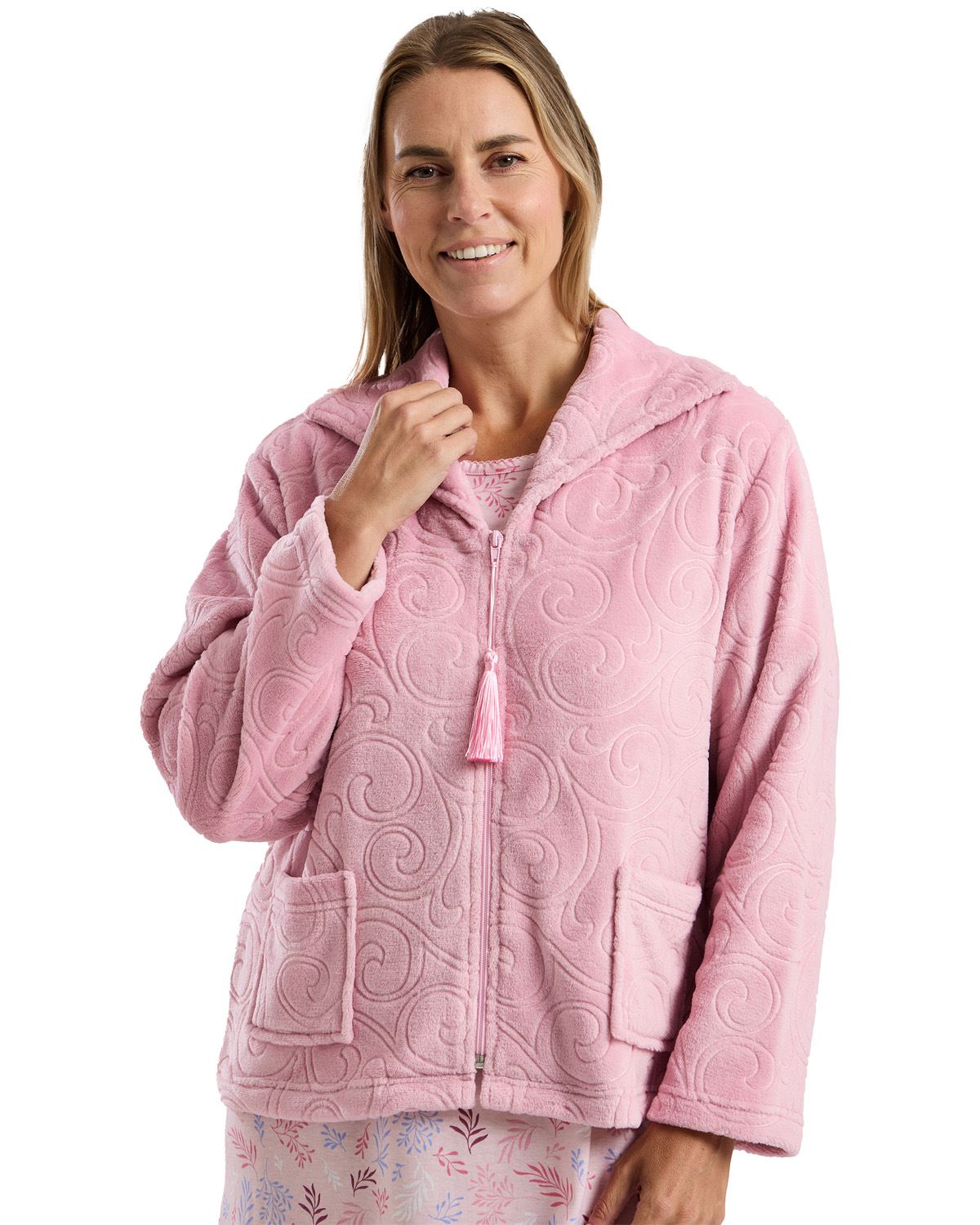 Marlon Womens Swirl Fleece Zip Bedjacket