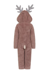 Kids Brown Sherpa Reindeer Onesie
