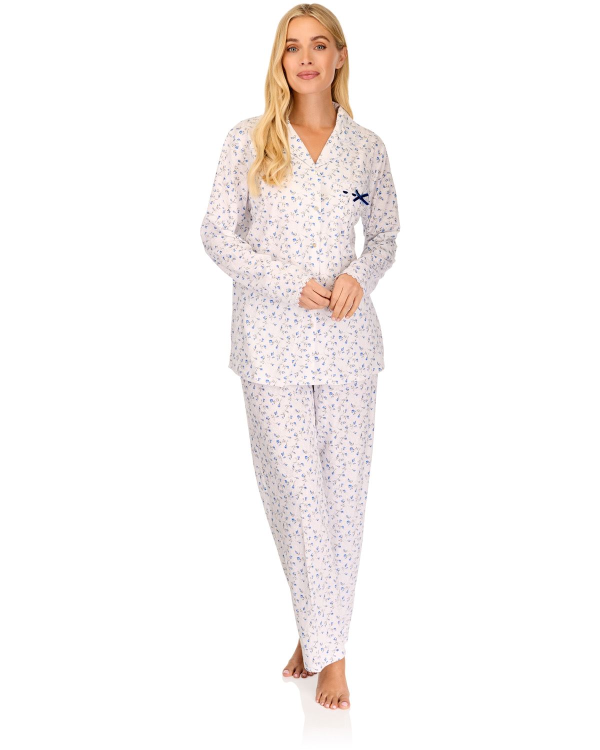 La Marquise Womens 'Velvet Rose' Long Sleeve Button Pyjamas