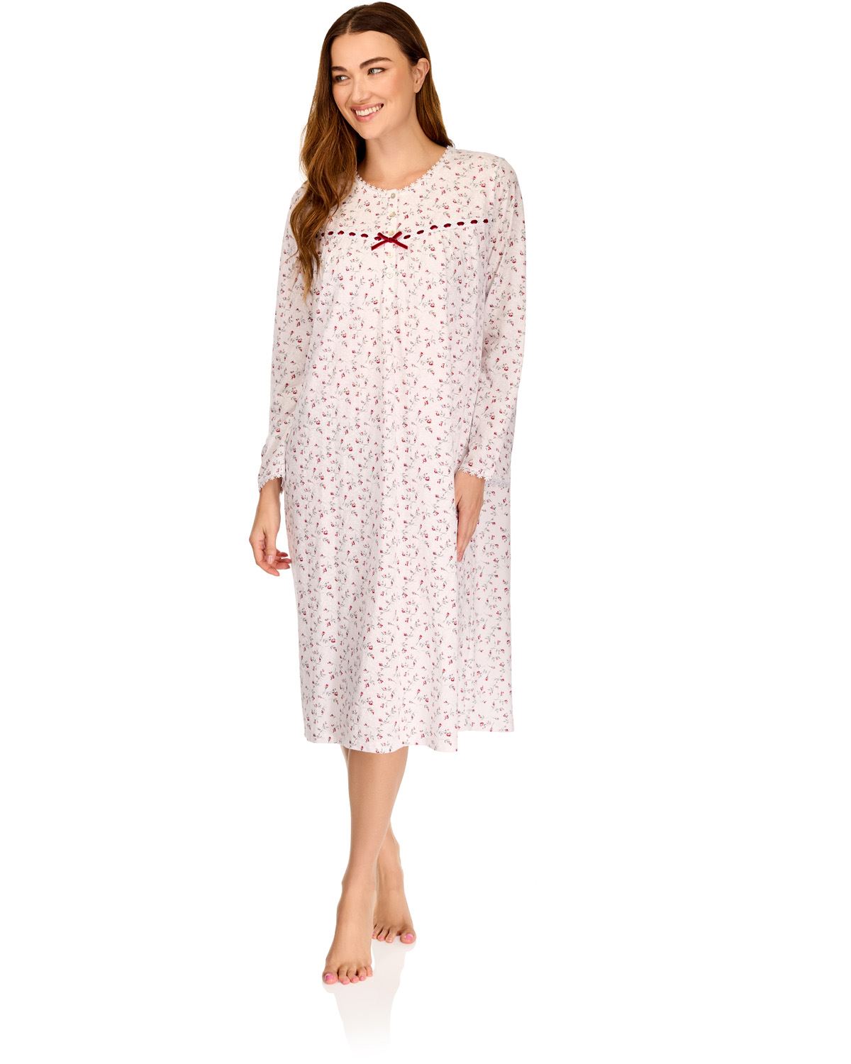 La Marquise Womens 'Velvet Rose' Long Sleeve Jersey Nightie