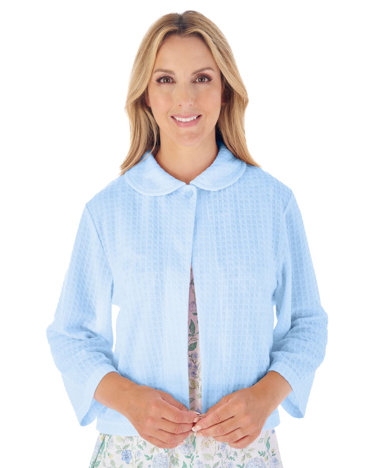 Slenderella Womens Waffle Button Bed Jacket