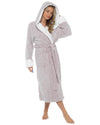 Womens Textured Fleece Sherpa Trim Dressing Gown