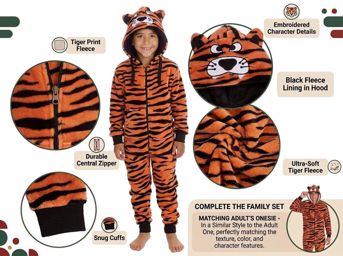 Kids Tiger Fleece Onesie
