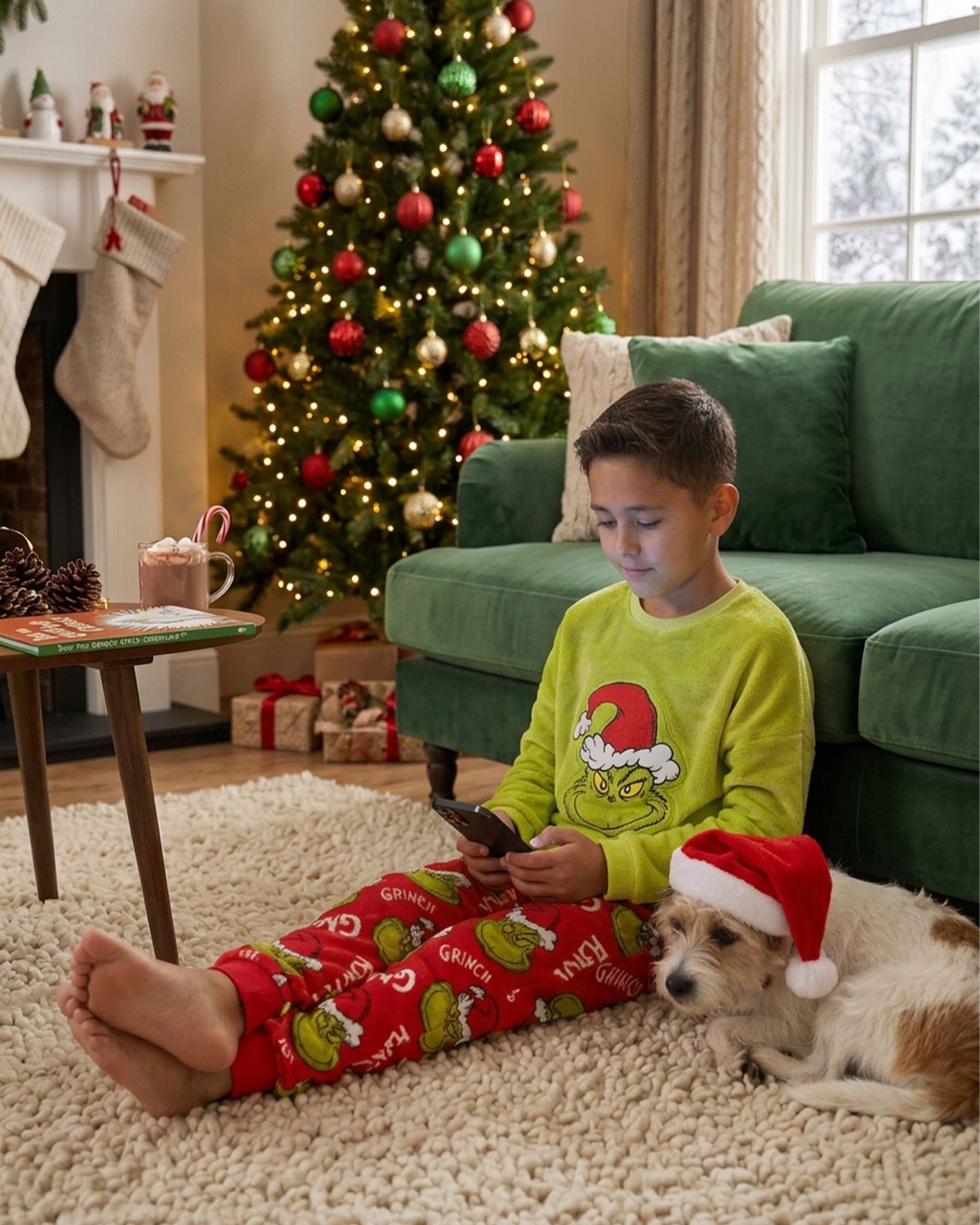 The Grinch Kids Plush Fleece Christmas Pyjamas