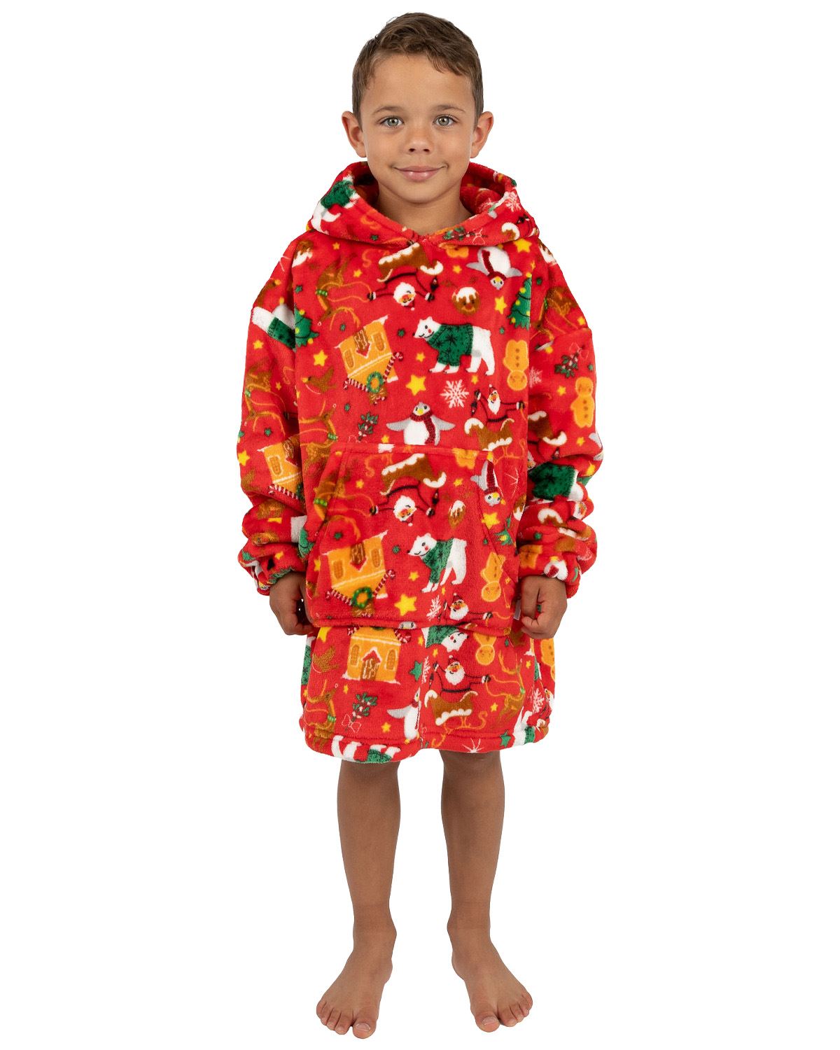 Huggable Kids Christmas Print Oversized Hoodie