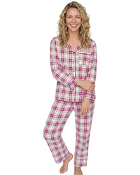 Indigo Sky Womens 100% Cotton Wincyette Button Pyjamas