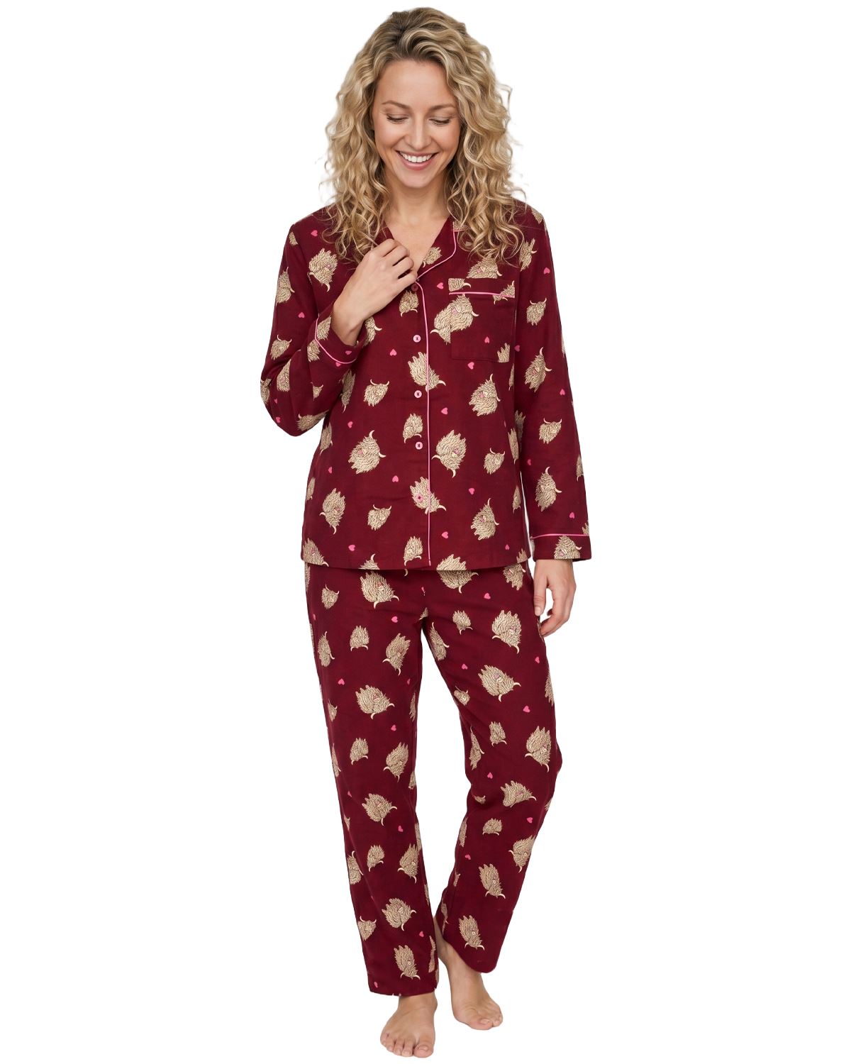 Indigo Sky Womens 100% Cotton Wincyette Button Pyjamas