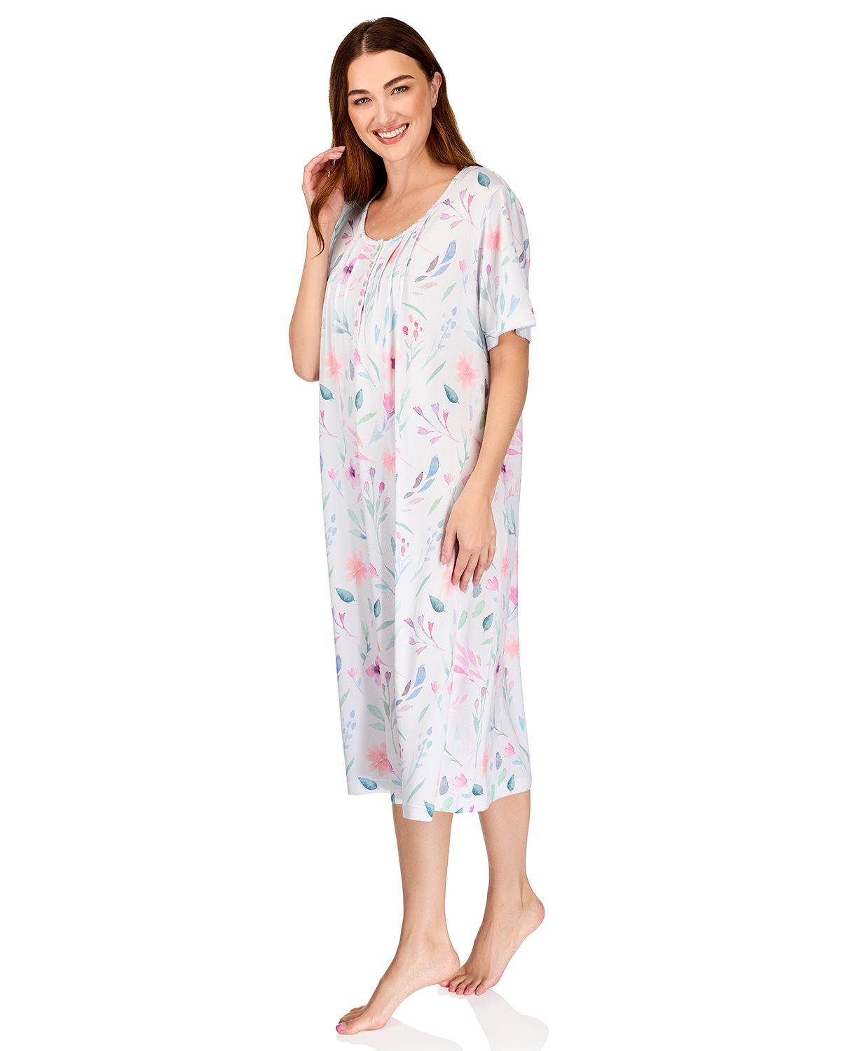 La Marquise Womens 'Watercolours' 43" & 50" Short Sleeve Nightie