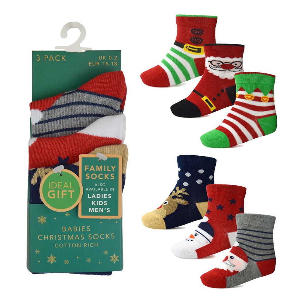 6 Pairs Family Christmas Cotton Rich Socks