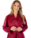 Slenderella Womens Embossed Crystal Fleece 46" Shawl Collar Wrap