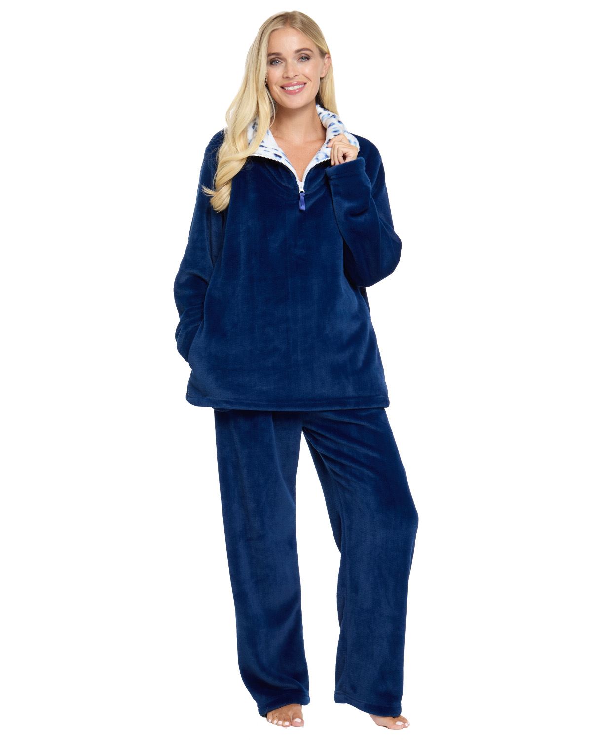 La Marquise Womens 'Blue Leopard' Supersoft Lounge Pyjamas