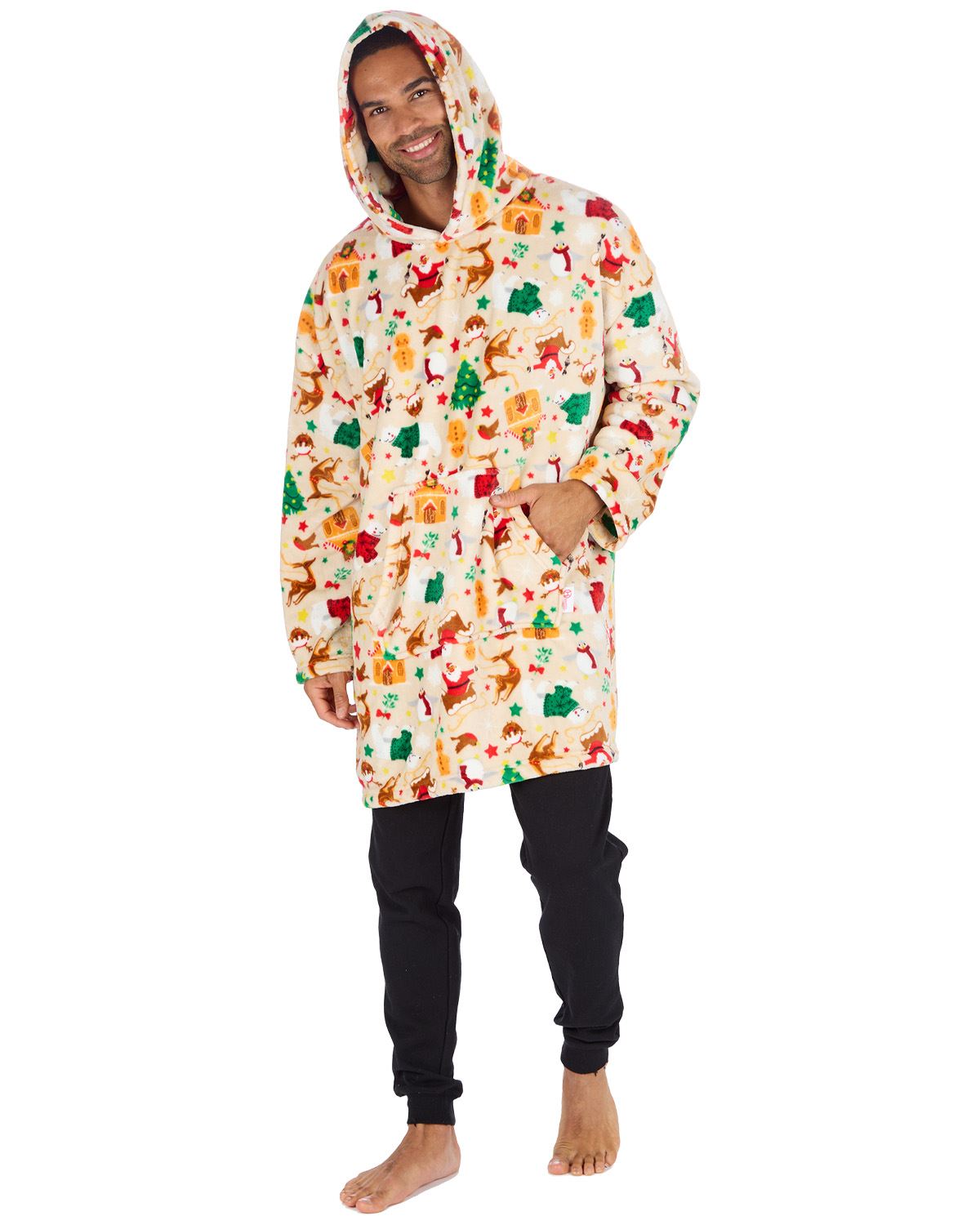 Huggable Unisex Christmas Print Oversized Hoodie