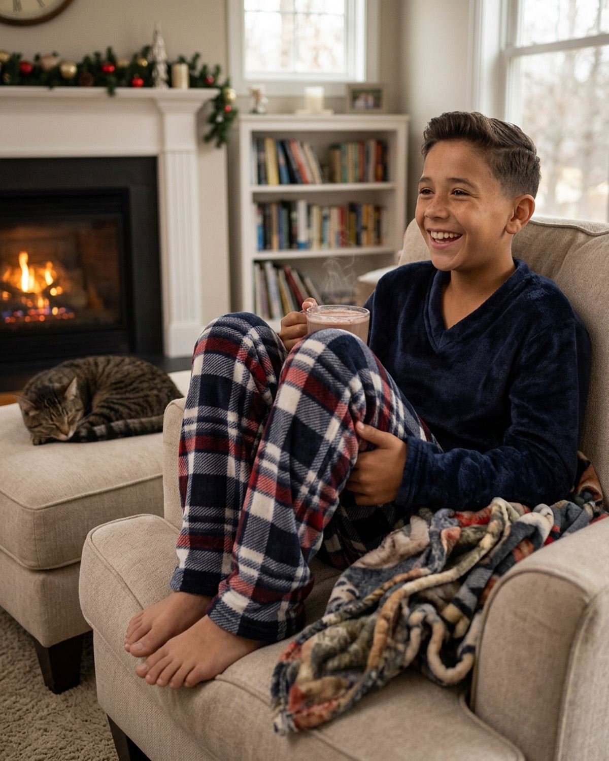 Cargo Bay Boys Polished Fleece Check Pyjamas