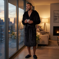Slumber Hut Mens Polished Hooded Dressing Gown