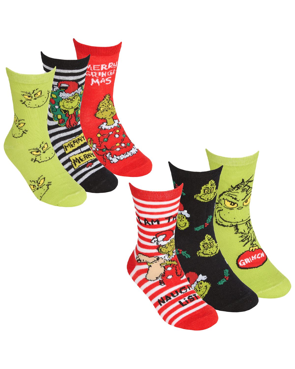 6 Pairs Grinch Christmas Socks