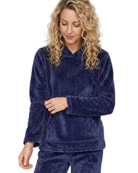 Indigo Sky Womens Zig Zag Fleece Hooded Pyjamas