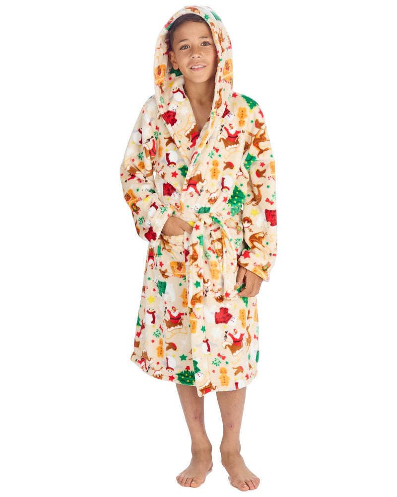 Huggable Kids Christmas Hooded Dressing Gown