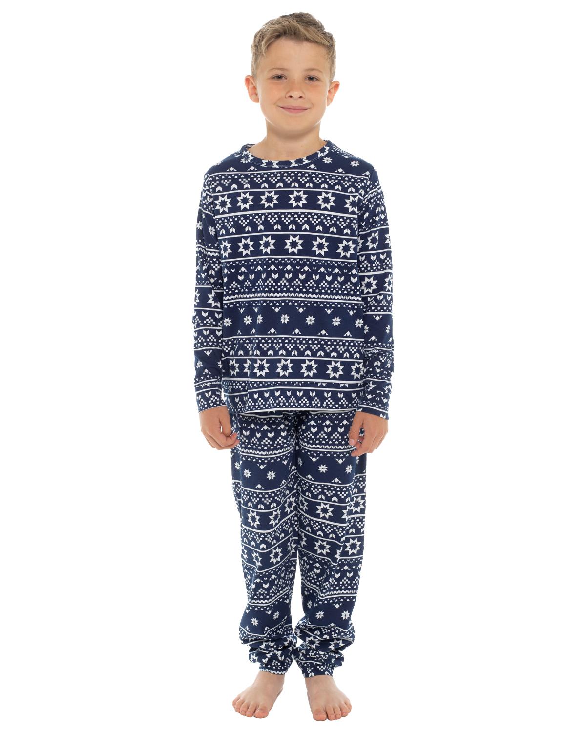 Slumber Hut Girls Jersey Navy Fairisle Pyjamas - Main Image