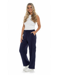 Indigo Roc Womens Linen Cargo Trousers