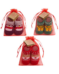 Festive Socks 3 Pairs Baby Xmas Cotton Rich Socks In Bag