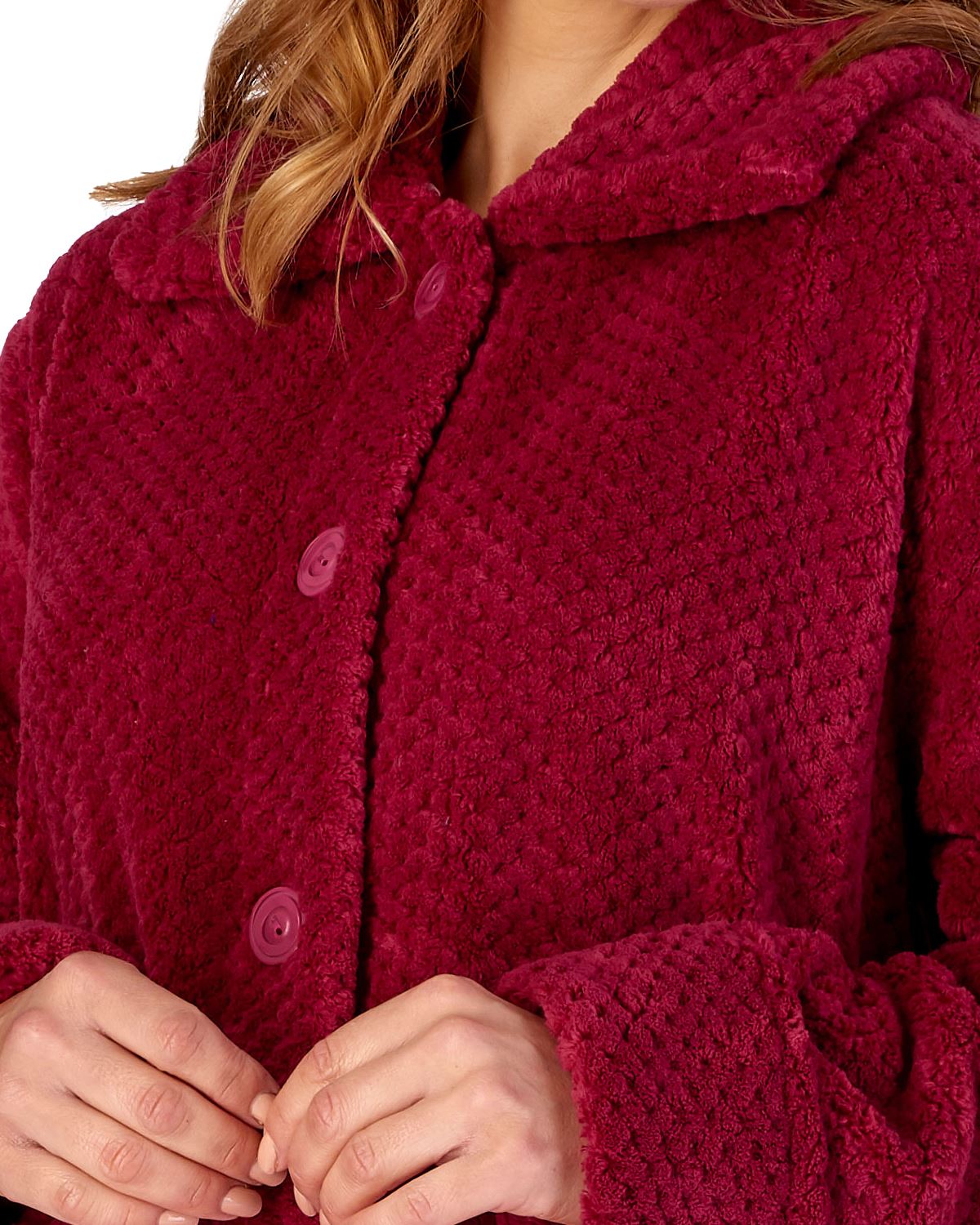 Slenderella Womens 46" Waffle Fleece Button Dressing Gown