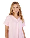 Slenderella Womens Textured Stripe Short Sleeve Nightie