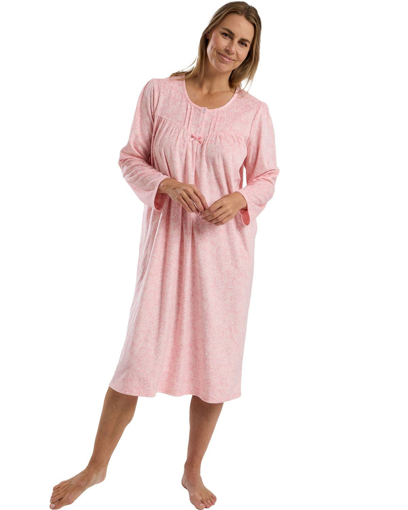 Marlon Womens Delicate Floral Fleece 45" Nightdress