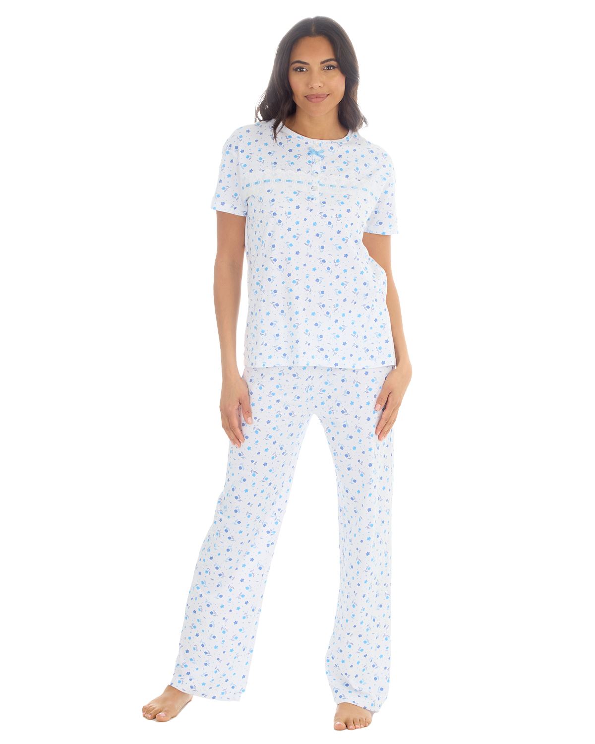 Cottonique Womens Jersey Cotton Floral Pyjamas