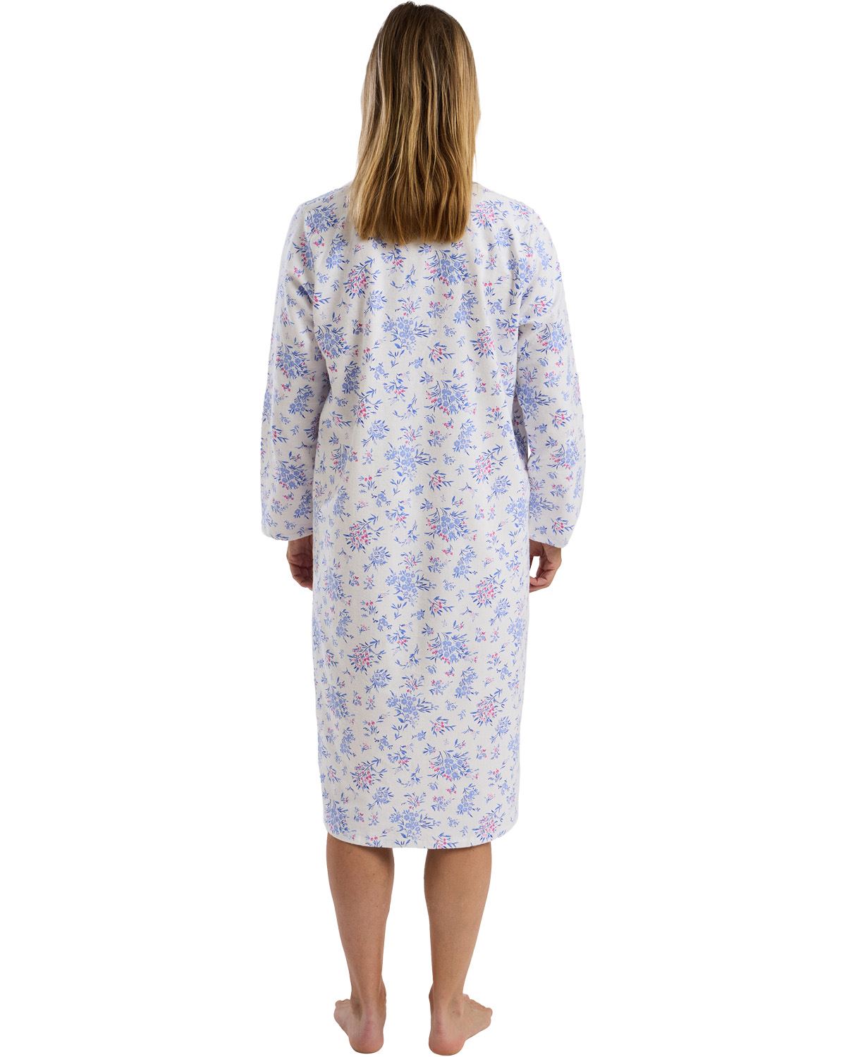 Marlon Womens Floral Bouqeut Wincey 45" Long Sleeve Nightdress