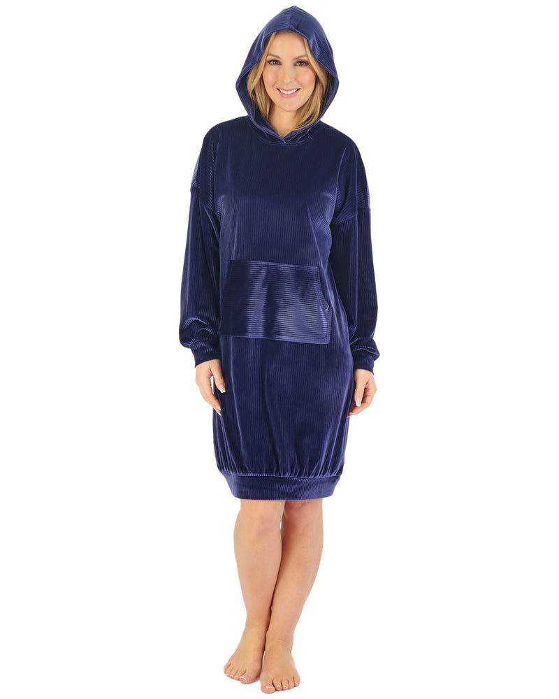 Gaspe Pyjamas Gaspé Womens Velour Stripe Hooded Nightie – Slumber Hut