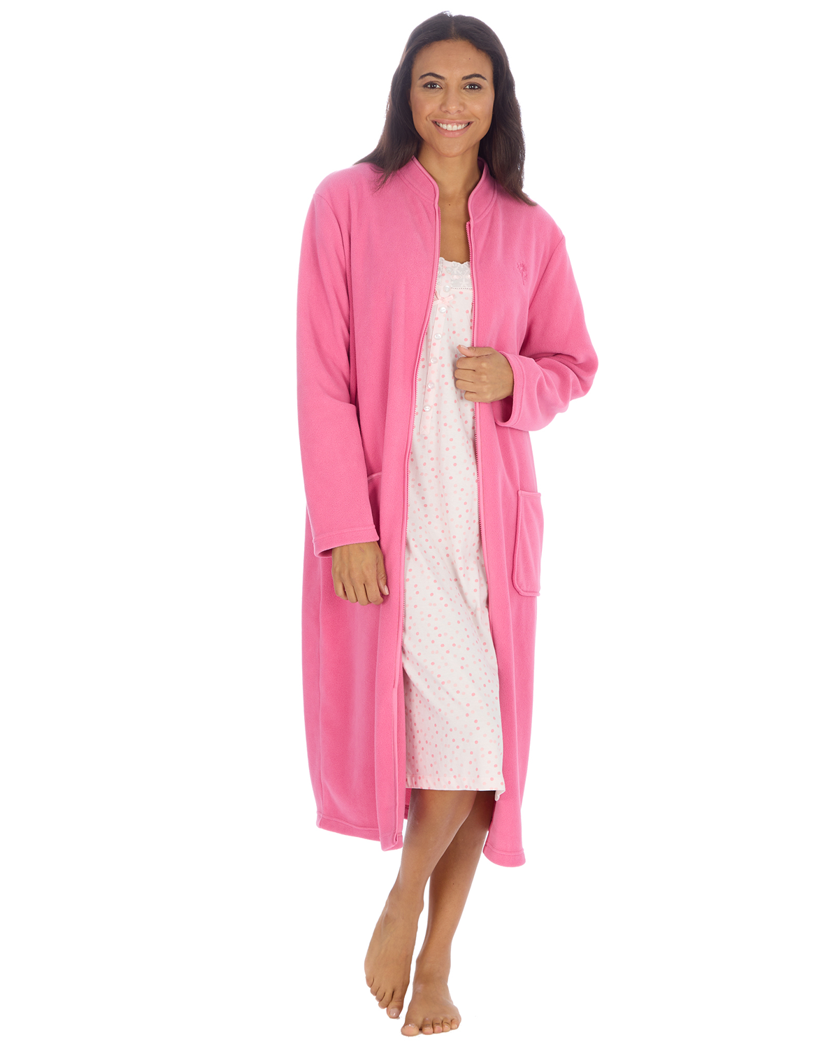 Slumber Hut Womens Zip Fleece Dressing Gown