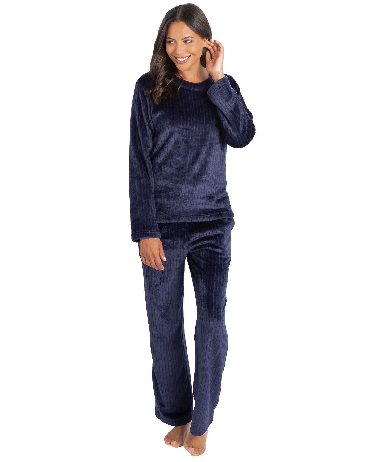 Forever Dreaming Womens Ribbed Stripe Fleece Lounge Set