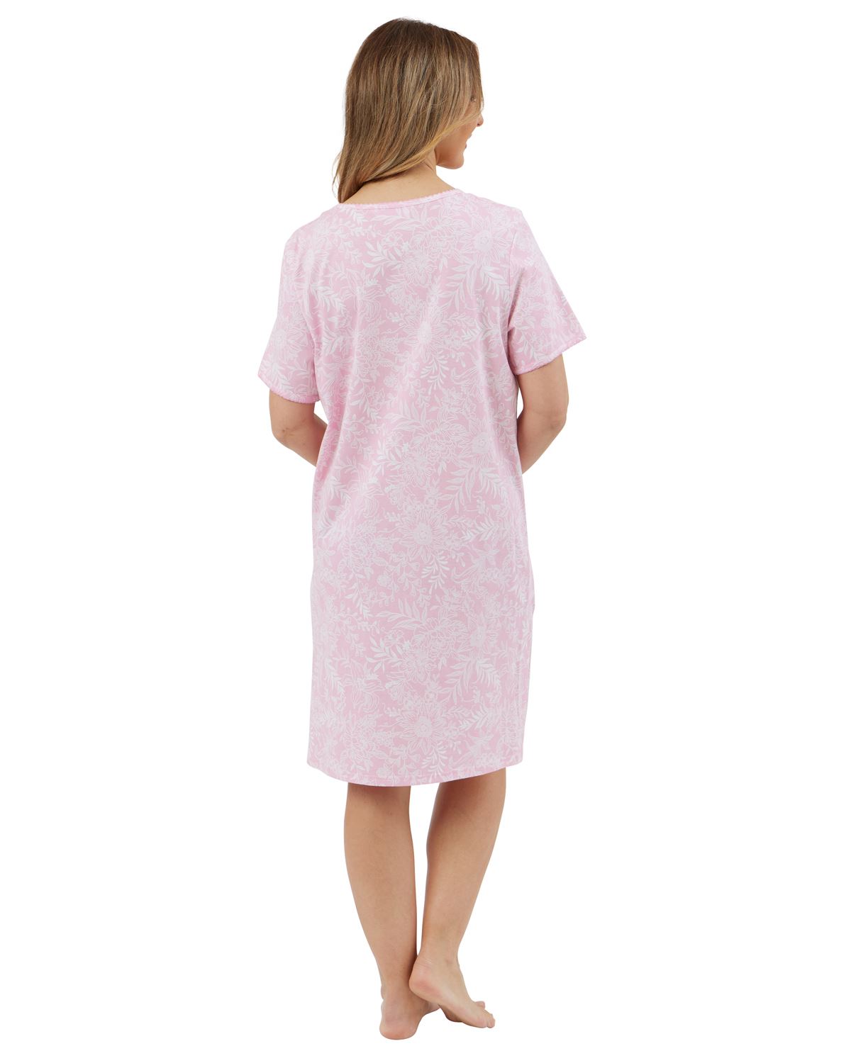 Marlon Womens 36" Jersey Floral Short Sleeve Nightie