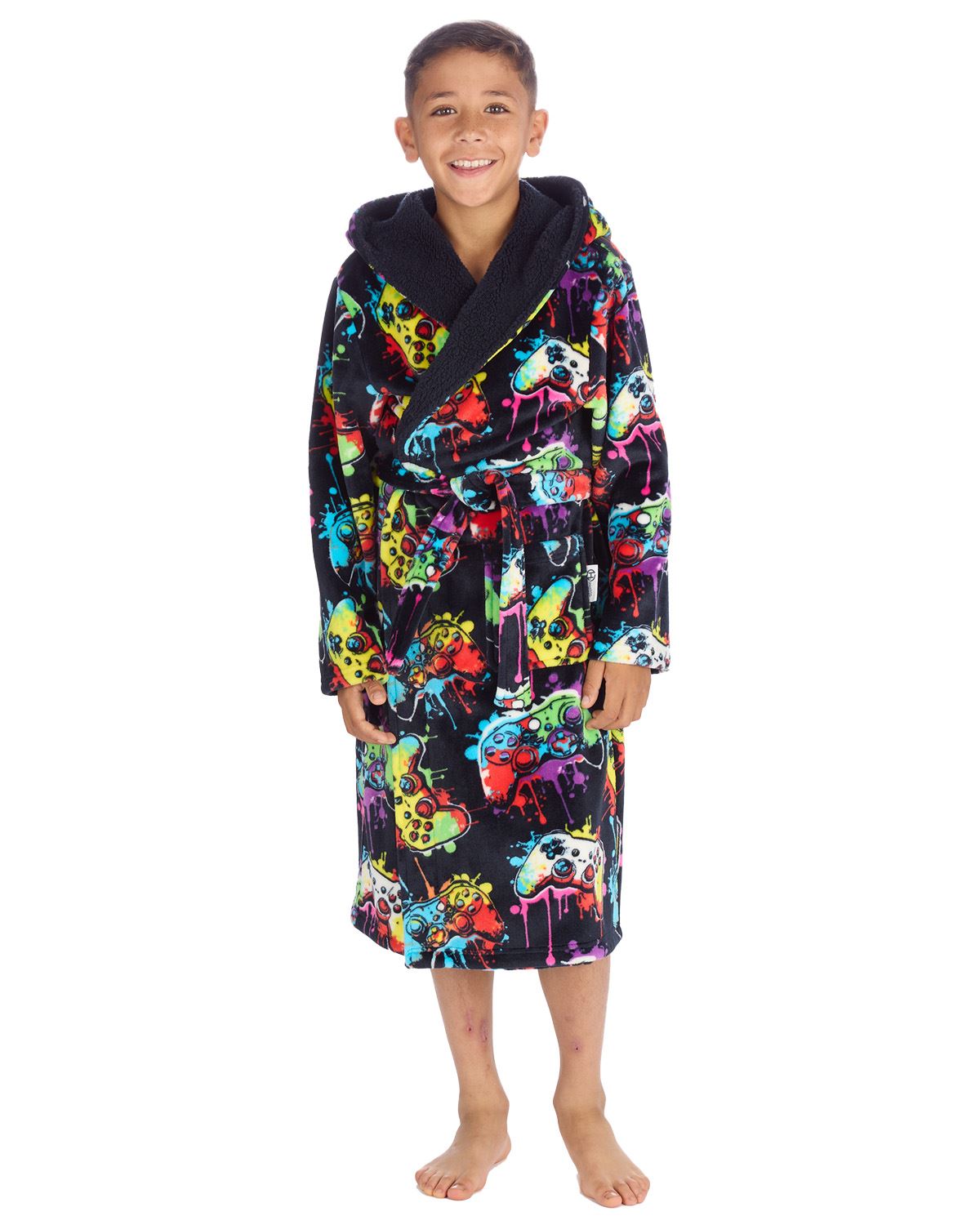 Huggable Kids Hooded Fleece Gaming Dressing Gown