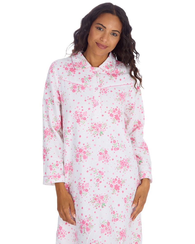 Countess Christie Womens Long Sleeve Floral Cotton Nightie