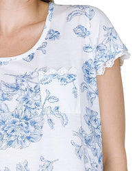 La Marquise Womens Vintage Bouquet Short Sleeve 43" Jersey Nightie