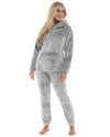 Womens Long Pile Fleece Hooded Pyjamas