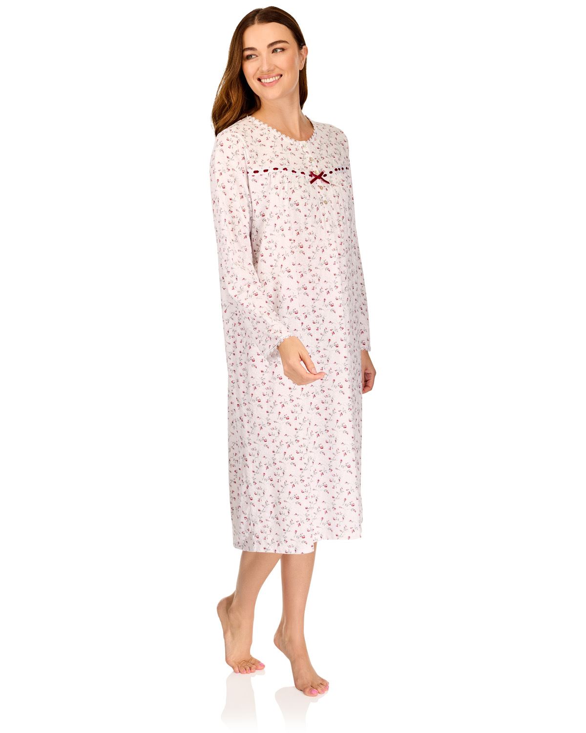 La Marquise Womens 'Velvet Rose' Long Sleeve Jersey Nightie