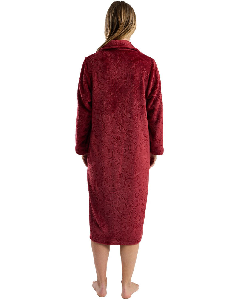 Marlon Womens Swirl Fleece Zip Housecoat