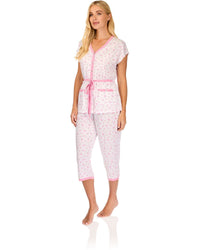 La Marquise Womens 'Vintage Blossoms' Short Sleeve Cropped Pyjamas