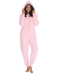 Huggable Womens Borg Zip Hooded Onesies