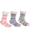 Forever Dreaming Womens Sherpa Lined Striped Fleece Lounge Socks