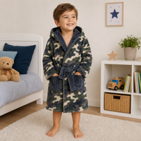 Boys Green Camo Dressing Gown