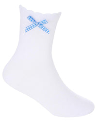 Girls 6 Pack Gingham Lace Socks