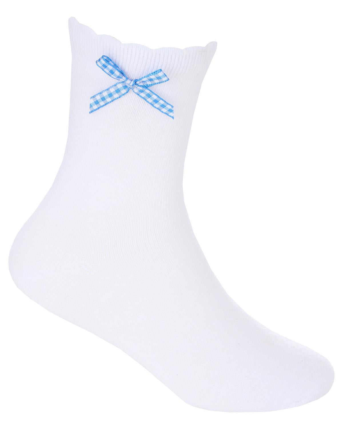 Girls 6 Pack Gingham Lace Socks