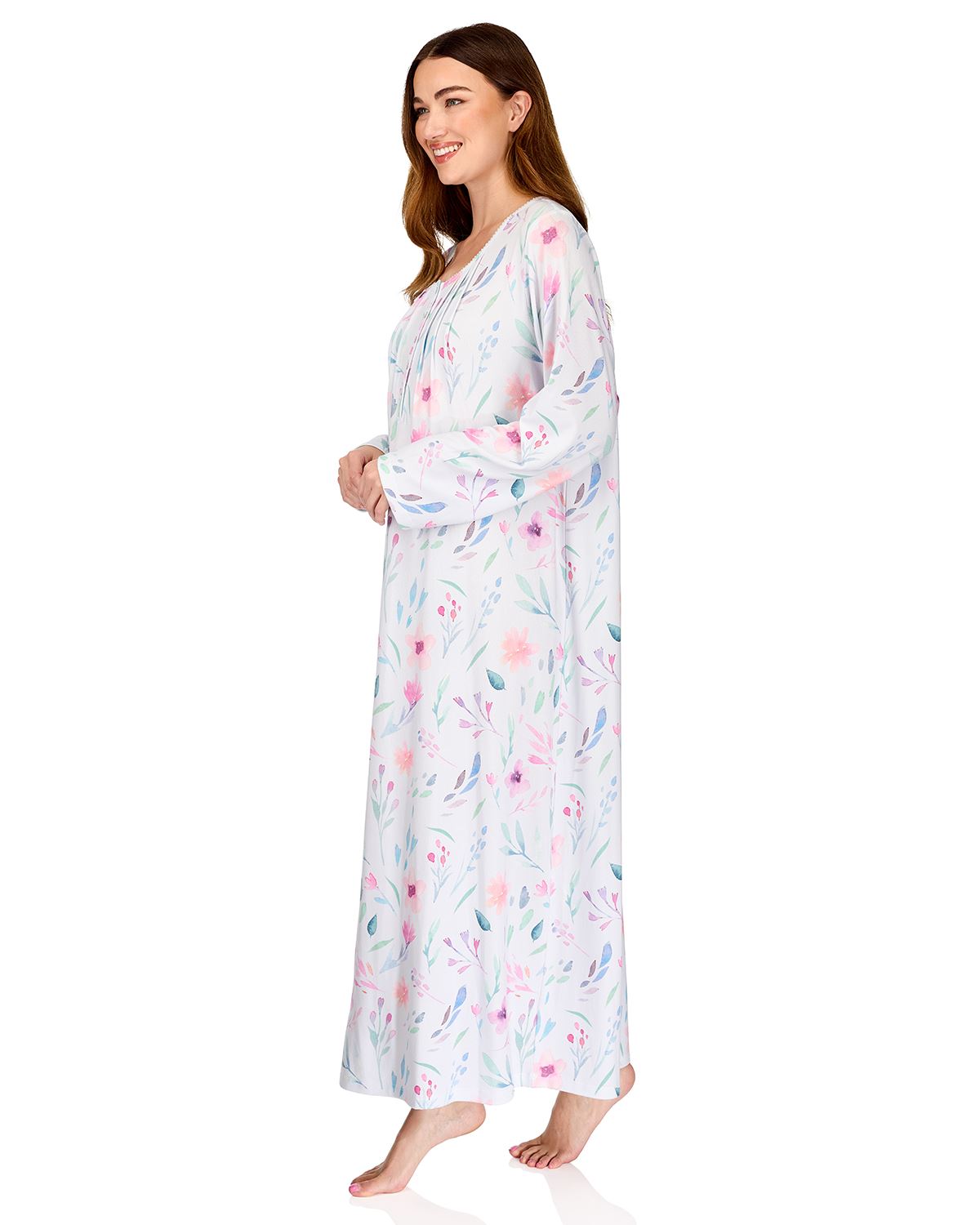 La Marquise Womens 'Watercolours' 43" & 50" Long Sleeve Jersey Nightie